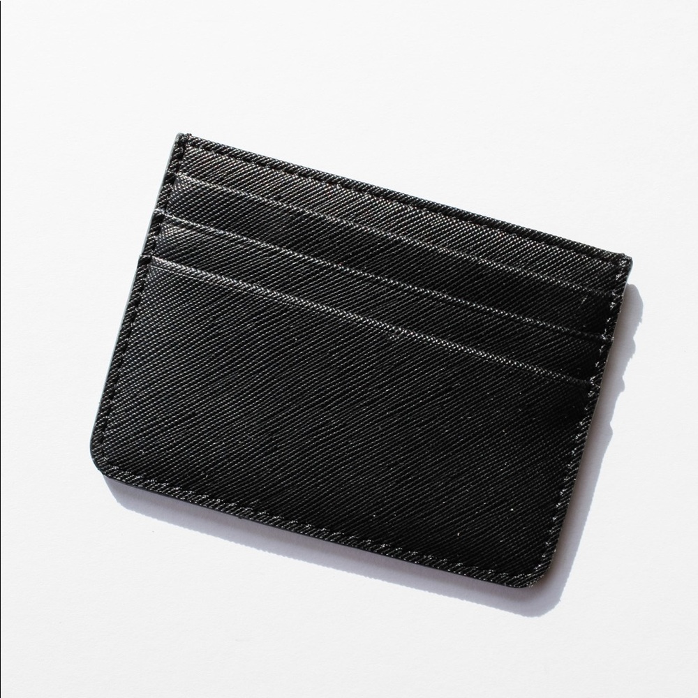 Black saffiano leather card holder wallet